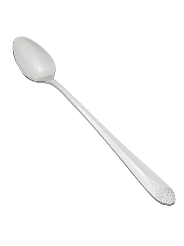 Winco Cuchara de té helado de acero inoxidable de pavo real, extra pesada, 8.25 pulgadas (paquete de 12)