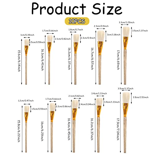 10 Pieces Gold Paint Brush Gilding Brush Gold Leaf Paint Brush Metallic Foil Flakes Paint Brush For Gold Foil, Goat Hair Brush Wax Brush For Edible Gold Leaf Gold Flakes Leaf Sheets #TOP1