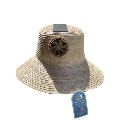 Kool Breeze Plain Hadi Solar Fan Hat Straw Sun Hat for Men L/XL Ivory