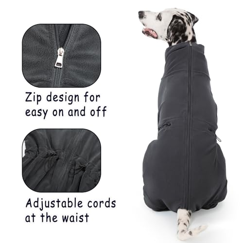 Axcimond Hundemantel mit Beinen warm Fleece Pullover Hund Winter Mantel Hund mit Reißverschluss Hundejacke für kleine mittlere große Hunde kaltes Wetter Hundekleidung Hundepullover Fleece Hundepyjama