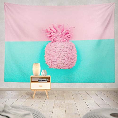 WAYATO Summer Psychedelic Wall Hanging Tapestry, 80X60 Inches Pink Pineapple Turquoise Fashion Minimal and Food Summer Wall Tapestry for Home Decorations Bedroom Dorm Decor