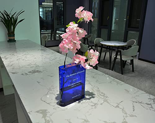 Puransen Book Vase For Flowers Aesthetic Room Decor, Artistic And Cultural Flavor Decorative Acrylic Vase, Unique Home/Bedroom/Office Accent, A Book About Flowers (Clear Blue) #TOP1