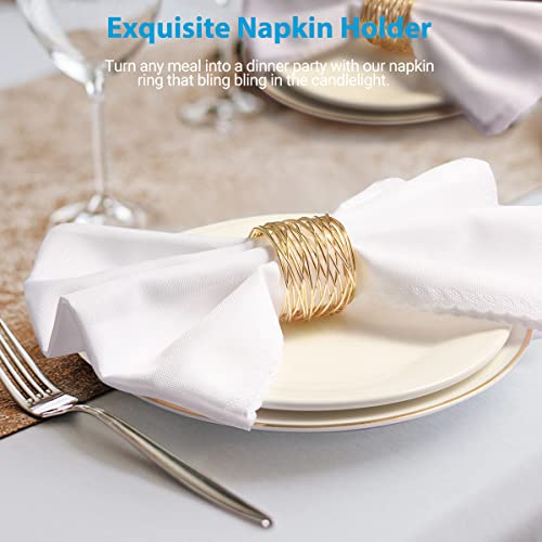 Urwoow TQY083 Twisted Wire Mesh Napkin Rings Holders Décor Dinner Party Wedding Christmas Gathering thumb #1