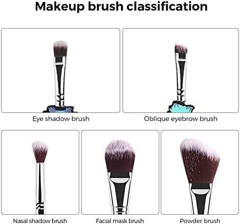 [5 Pcs] Stitch Makeup Brush Set Lilo and Stitch Gifts Cosmetic Brushes for Powder Eyeshadow Blushes Lips, Portable Kawaii Makeup Brush Set, Stitch Gifts for Girl Women