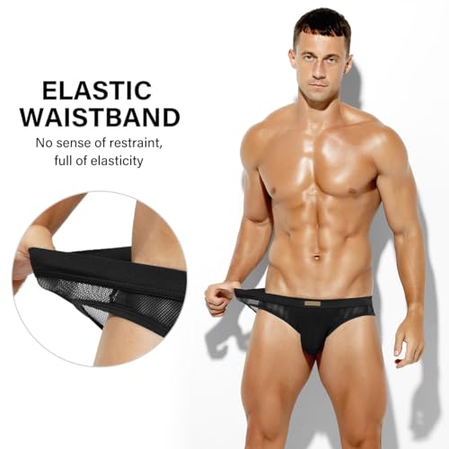 Arjen Kroos Men's Sexy Underwear See-through Sheer Briefs Mesh Pouch Lingerie Tagless Underpants4