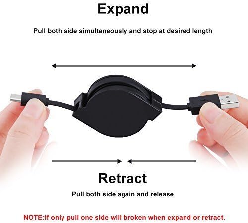 Retractable USB Type C Cable Type C Charger USB C to USB A Data Sync Charging Cord Note 8 Charger for Samsung Galaxy Note 9,S22 S9 S8 Plus,Google Pixel 6 5 2XL,LG G5 G7 V35 ThinQ,V30,ZTE Blade Z Max X