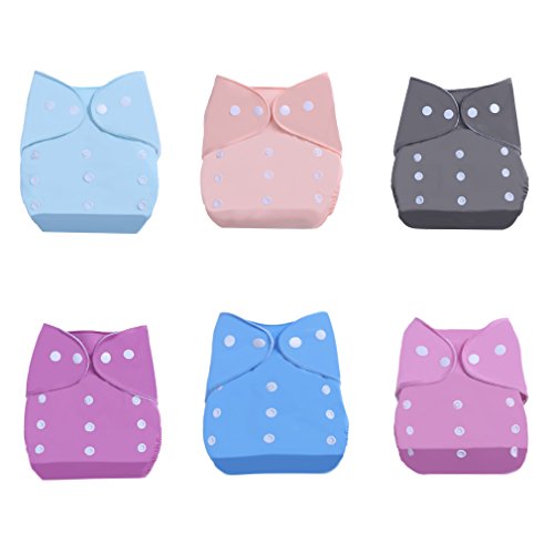 LAIMALA 6pack Baby Cloth Diaper,Baby Reusable Washable Cloth Pocket Diapers, Adjustable Snap