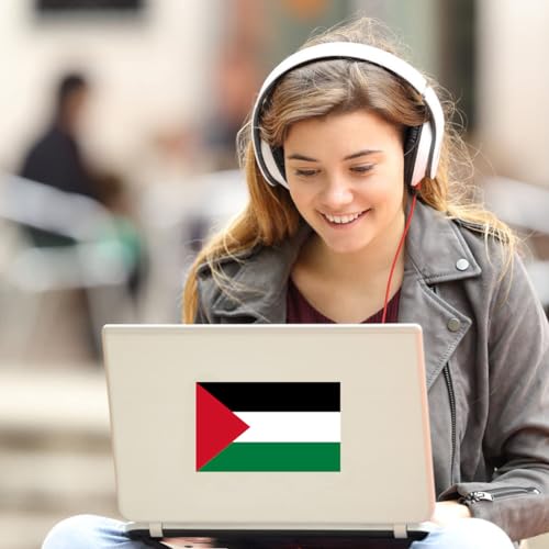 Image of 4 Pack Reflective Palestinian Flag Sticker - 6 x 4 Inches - Palestine Flag Sticker -Free Palestine Decal Waterproof for Car Bumper Trucks Window Bumper Laptop