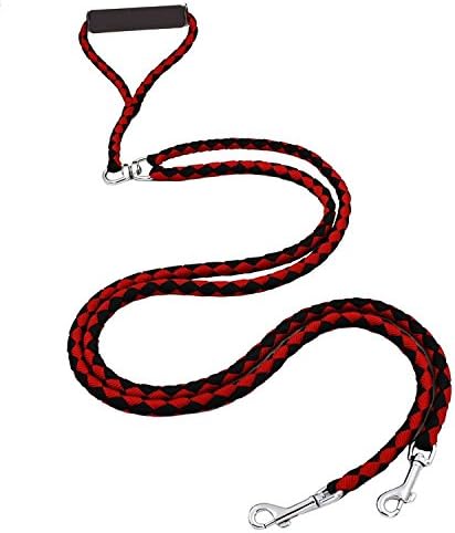 ADOGO® Dog Lead Splitter,No-Tangle Double Dog Leash for Walking and Traning 2 Dogs (Red & Black)