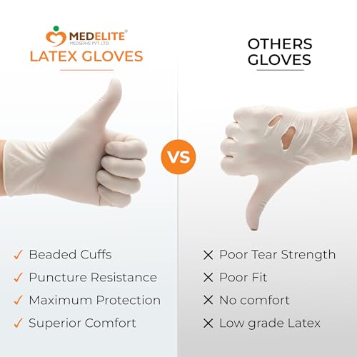 Image of MM Latex Powdered Examination Disposable Hand Gloves - Pack Of 100 - Non Tearable, Non-Sterile (Medium)