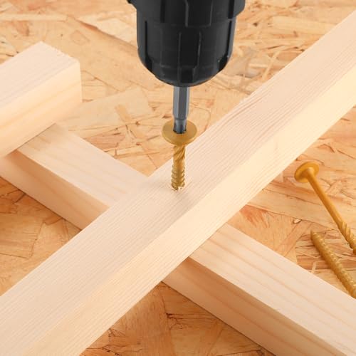 Image of #14 x 4 Inch Outdoor Structural Wood Deck Screws (23Pcs /1lb), Carbon Steel, Tan, Flat Head, Rust Resistant Epoxy Coated, T30 Star Bit