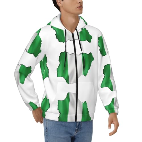 Sweat à capuche homme motif drapeau Nigeria vêtement chaud hiver décontracté collection 2025