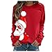 LIEIKIC Damen Weihnachtspullover Christmas Pullover Weihnachten Weihnachtsmann Rundhals Shirt Blusen Lustig Xmas Langarmshirt Sweatshirt Winterpullover Tops