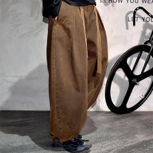 Men’S Trendy Cityboy Loose Fit Baggy Washed Harem Denim Pants Full Length Button Fly Hip Hop Streetwear Casual Trousers4