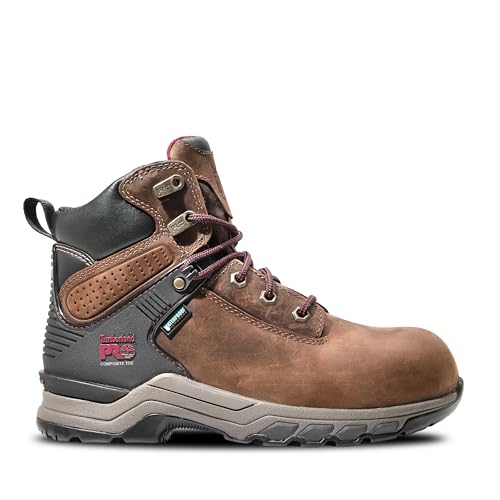 Timberland PRO Timberland PRO Women's Hypercharge 6 Inch Composite Safety Toe Waterproof Industrial Work Boot, Brown/Purple-2024 NEW, 9 M US