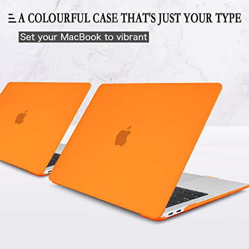 Cissook For Macbook Air 13 Inch Case Orange 2021 2020 2019 2018 Release A2337 M1 A2179 A1932 Model With Touch Id,Plastic Hard Shell & Keyboard Cover & Screen Protector For Air 13 2018-2021, Orange #TOP2