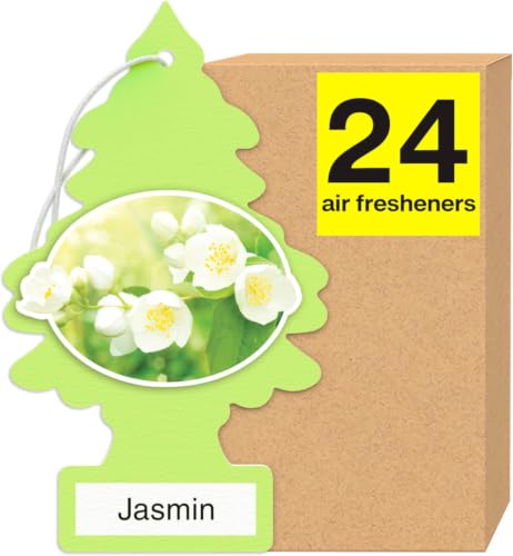 Image of LITTLE TREES Car Air Freshener | Hanging Tree Provides Long Lasting Scent for Auto and Home | Jasmine, 24 Air Fresheners (Pack of 36)