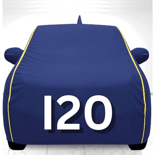 Image of 100% Waterproof Car Cover for i20 UV Protection, Dustproof, Windproof | Custom Fit with Mirror Pockets, Belt & Buckle | All Weather Outdoor Body Cover(Blue)