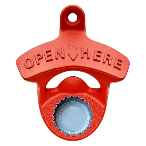 Jumiok Red Magnetic Cola Bottle Cap Opener Wall Mount Stainless