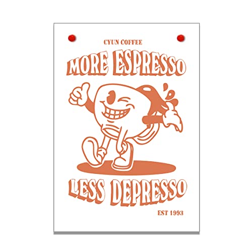 Cute Vintage Coffee Cup Posters For Room Aesthetic Orange Retro Quotes More Expresso Canvas Wall Art Prints Painting Funny Coffee Art Wall Decor Pictures For Kitchen Dining Room Bar 12X16In Unframed #TOP16