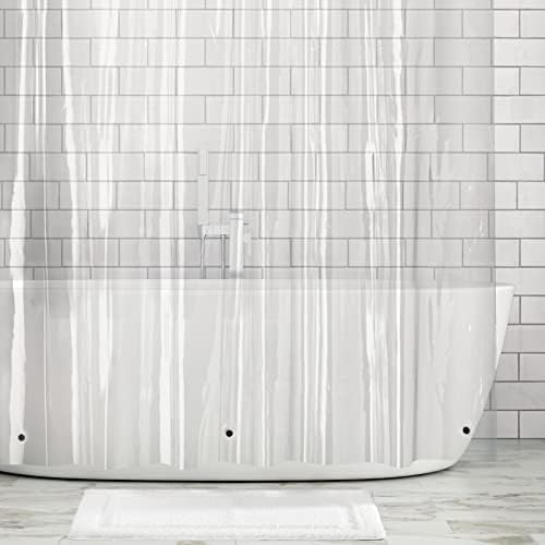 mDesign Vinyl 10-Gauge Shower Curtain Liner, Antibacterial, Mould and Mildew Free, 183 cm x 183 cm - Clear
