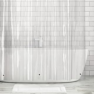 mDesign Vinyl 10-Gauge Shower Curtain Liner, Antibacterial, Mould and Mildew Free, 183 cm x 183 cm - Clear