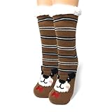OoohYeah Women’s Animal Lovers Sherpa Mr. Bear Slipper Socks One Size
