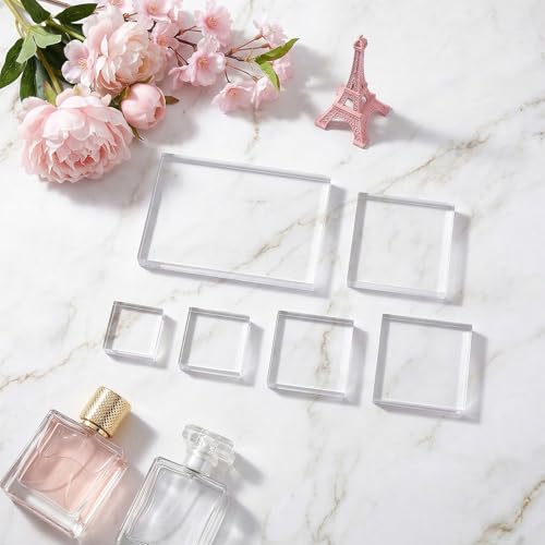 6Pcs Acrylic Stamp Blocks, Clear Display Stand Wedding Flat Lay