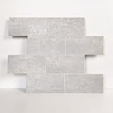 Colamo 10 Sheets Gray White Peel and Stick Backsplash Tile, Faux Stone Subway Tile for Kitchen Wall Backsplash, Bathroom Accent Wall, Stick On 12”x12” Adhesive Peel and Stick Tiles