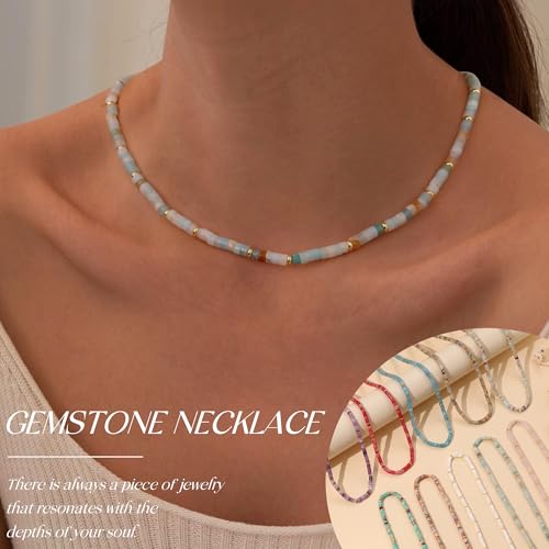 Choker Necklace for Women, Beaded Necklaces for Women Stocking Stuffers for Teens Teen Girl Gifts Gifts for Her Adjustable 14k Gold Gemstone Summer Anniversary Birthday Christmas Jewelry