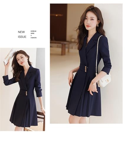 Women's Blazer Dress Lapel Midi Dresses Business OL Work Female Long Jacket Coat Dresses3