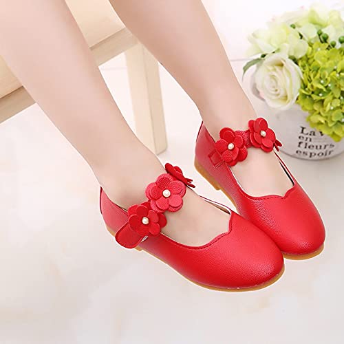 Girls Low Heel Shoes PU Dress Shoes for Wedding Toddler Girls Close Toe Sandals Ankle Strap Flower Water Shoes Toddler3