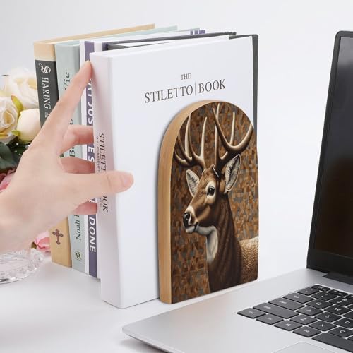 Sujetalibros de ciervo para evitar la caída de libros en baldas 7