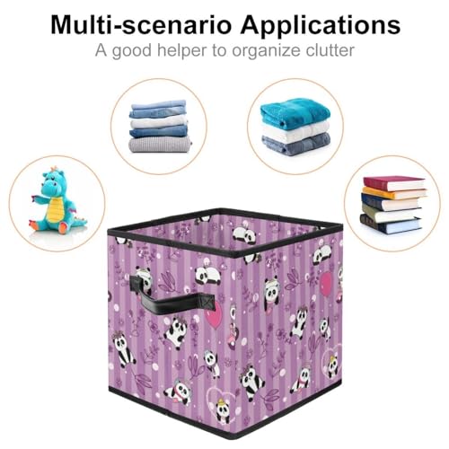 Bac de rangement cube pliable panda avec poignées ergonomiques