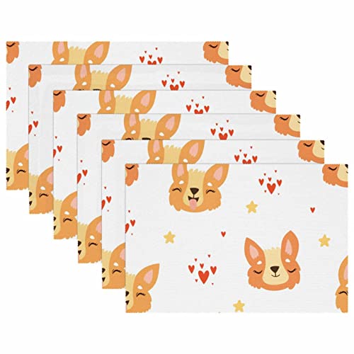 Set de table sans couture Corgi de 6 pièces antidérapant pour repas