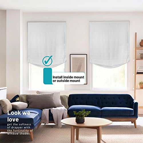 CHICOLOGY Roman Shades for Windows, Roman Window Shades, Roman Shades, Window Treatments, Window Shades for Home, Window Shade, White (Relaxed), 35" W X 64" H