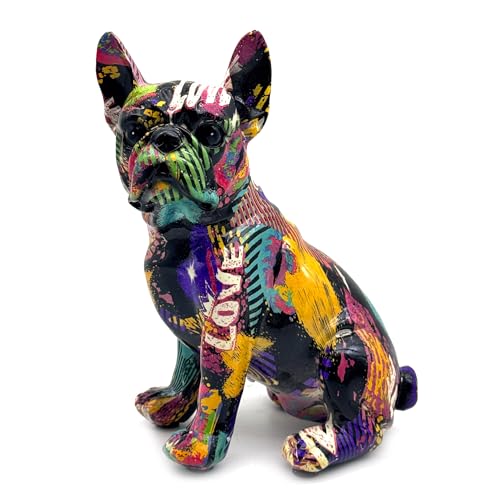 Estatua de Bulldog Francés en Resina Colorida 5.5x4.3x7.7 in miniatura 1