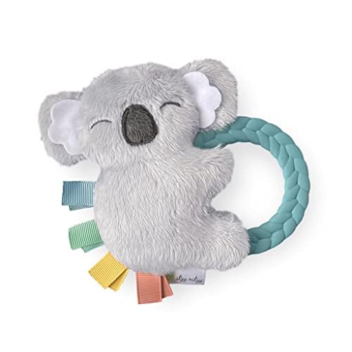 Itzy Ritzy – Ritzy Rattle Pal with Teether – Baby Teething Toy Features A Minky Plush Character, Gentle Rattle Sound & Soft Teether Toy for Newborn (Koala)