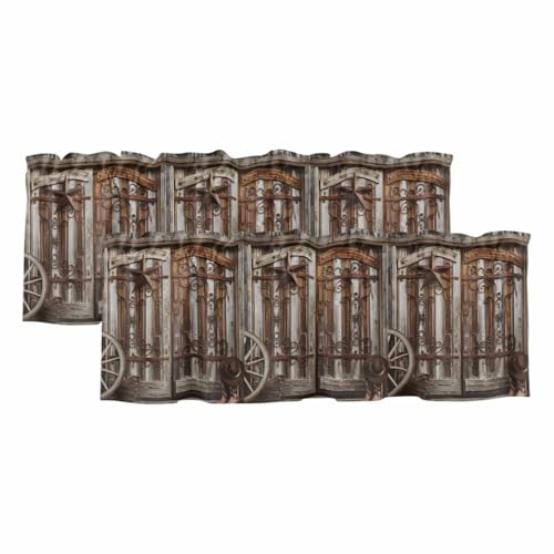Vyrn Klynt 2 Pack Windows Valance for Kitchen,Vintage Farmhouse Brown