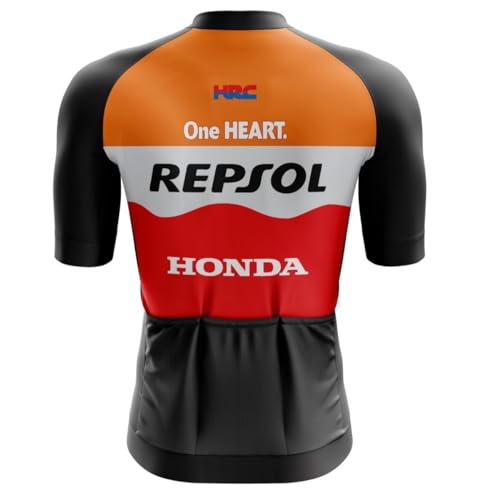 Camisa de Ciclismo Masculina Manga Curta Preta e Laranja Estampada Proteção UV Slim Confortável Pro