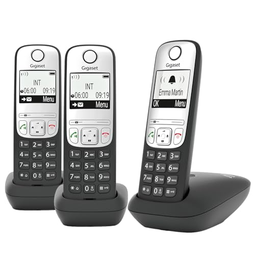 Gigaset A690 Trio Teléfono Inalámbrico Pack 3, Negro/Plata