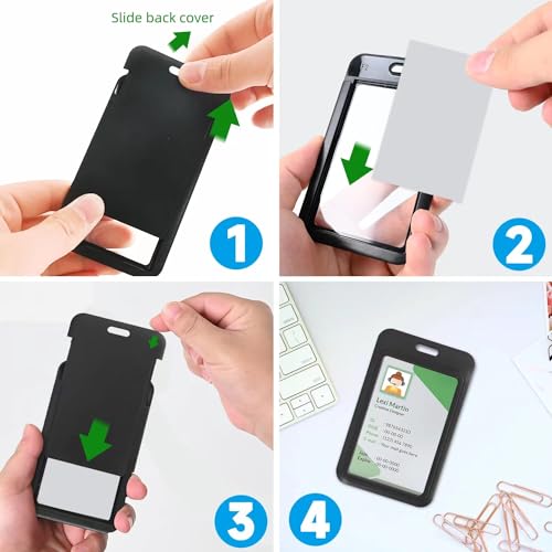 Image of Badge Holder with Retractable Round Reel Clips for ID Card Name Key Chain Office Worker Doctor Nurse Teacher Student Women Men