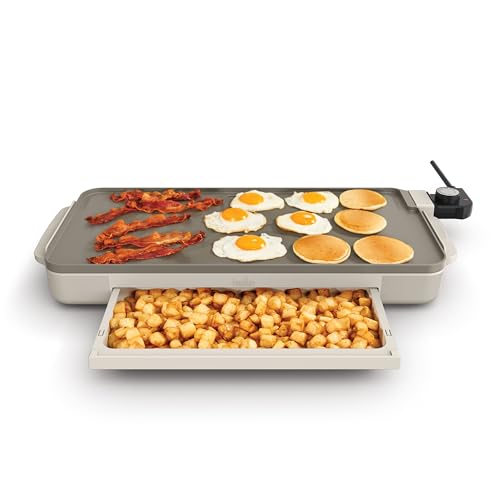 Comparison: Best Non Toxic Griddle 7 bella 10" x 20" Electric Griddle with Warming Tray, EverGood™ Ceramic Nonstick Coating & Removable Temperature Probe, Dishwasher-Safe Drip Tray & Cool Touch Handles, 1500 Watt, Oatmilk