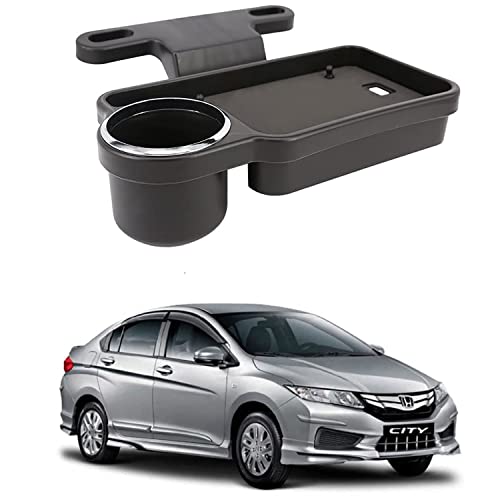 Image of Oshotto (FT-04) Foldable Car Auto Headrest Rear Back Seat Table Drink Food Cup Tray Holder Compatible with Honda City I-dtec 2014-2026 - Black