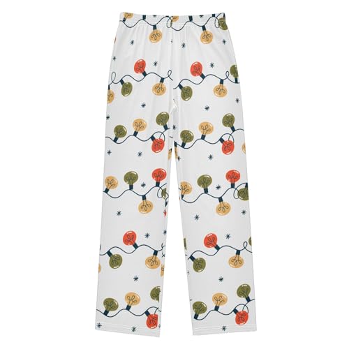 ZZXXB Christmas Light Bulb Boys Long Pants Soft Trousers Elastic Waist Kids Lounge Bottoms with Pockets S-XL