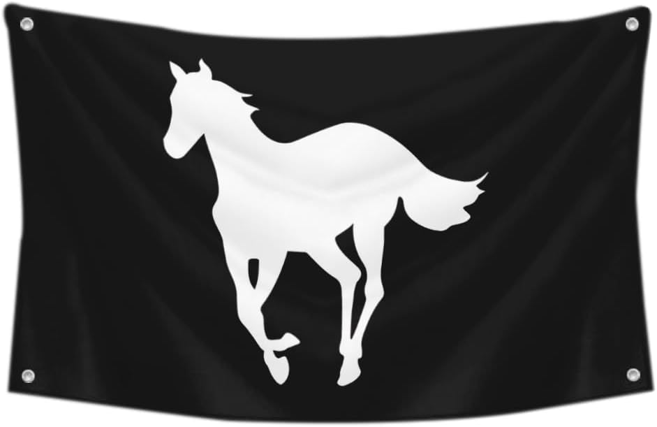 White Pony Flag Alternative metal band Banner Tapestry College Decor 3x5 Feet Indoor Outdoor Poster (Black)