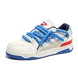 Men's Retro Color Block Fashion Sneakers Chunky Platform Casual Walking Running Street Style (Blue,7)