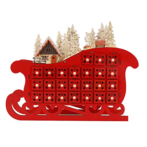 Bodhi2000 Calendrier de l'Avent de Noël avec 24 comptes à rebours - Décoration de Nouvel An - Cadeau idéal - Rouge Cover