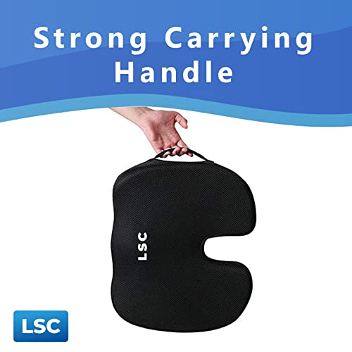 LSC Chair Cushions for Office Chair Memory Foam Non-Slip Sciatica & Back Coccyx TailbonePain Relief Seat Cushions for Office Desk, Gamming Chair, Wheelchair, Car Seat, Sciatica, Tailbone Pain (Black)