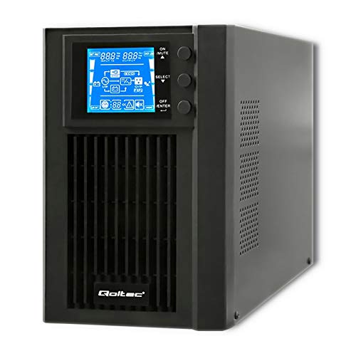 Qoltec Zasilacz Awaryjny UPS On-Line Pure Sine Wave 1kVA (1000VA), 800W, LCD, USB, Czysty Sinus, Wbudowany Akumulator, Płyta CD, Czarny, 53042